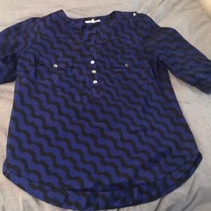 Black and Royal Blue Blouse